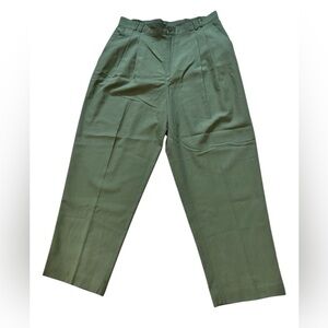 Vintage Kathie Lee High Waisted Pleated Straight Leg Pants Trousers Olive 30”